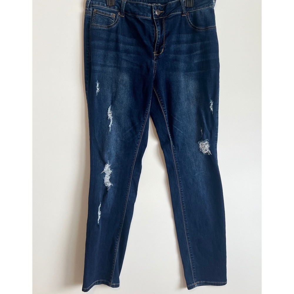Maurices Dark Wash Distressed Skinny Jeans Womens 16 Reg Ripped Stretch Denim